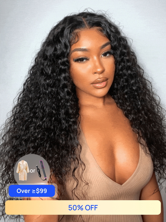 Nadula Flash Sale 7x5 Bye Bye Knots Invisible Knots Water Wave with Babyhair Put On and Go Glueless Human Hair Wig 180% Density