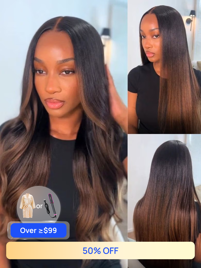 Nadula Flash Sale Yaki Straight 7x5 Bye Bye Knots Put On and Go Glueless Lace Wigs