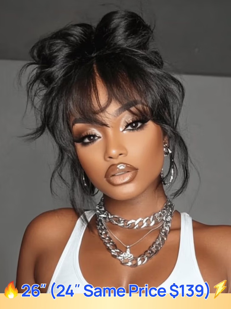 Nadula Flash Sale 3D Body Wave Wig with Bangs 13x4 And 7x5 Put on and Go Glueless Human Hair Wigs