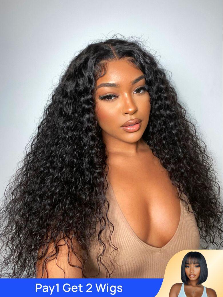 BOGO | Nadula Flash Sale Water Wave Hair 7x5 Bye Bye Knots Pre-Bleached Lace Wig And Headband Wig Put On And Go