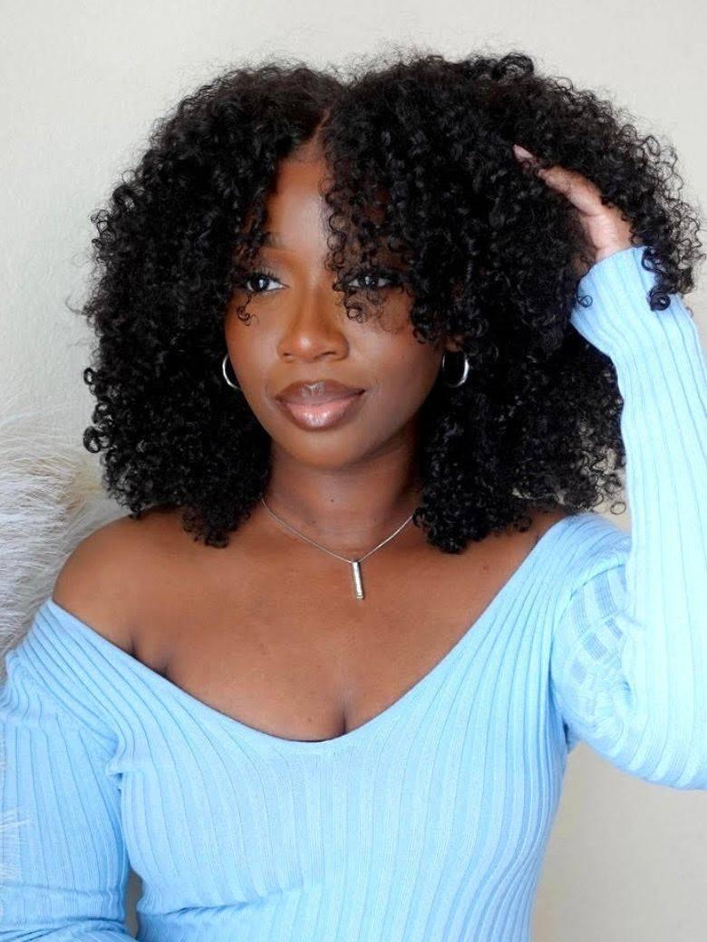 Nadula Flash Sale Kinky Curly Wigs U/V Part And T Part Lace 100% Human Hair Wigs Natural Hairline