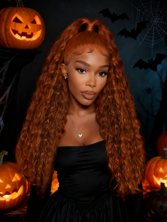 Nadula 13x4 Pre everything™ Copper Brown Water Wave Glueless Lace Wig Put On and Go