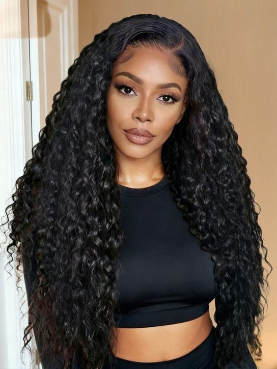 Nadula 7x5 Natural Black Defined Deep Wave Soft Wet & Wavy Look for Black Women Put On And Go Glueless Human Hair Wig
