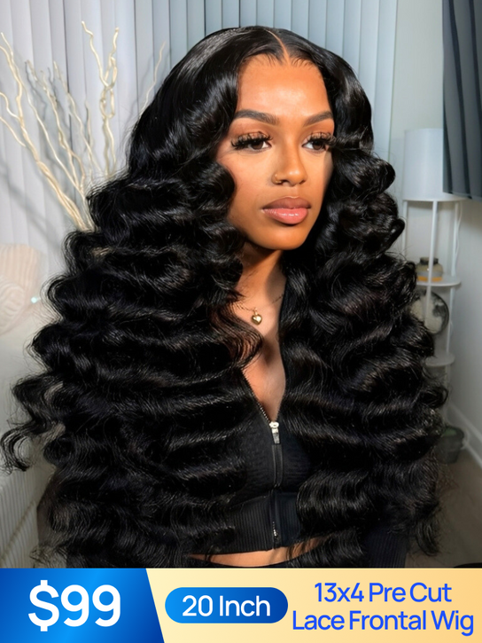 Nadula Flash Sale 13x4 Transparent Lace Frontal Wig Loose Deep Wave Put on and Go Human Hair Wigs