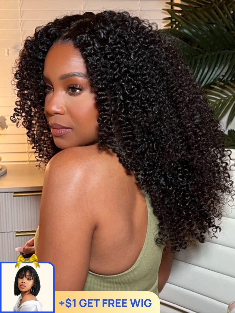 $1 Get Second Wig | Nadula Flash Sale Kinky Curly 4x0.75 T Part Lace Wigs 100% Human Hair Wigs