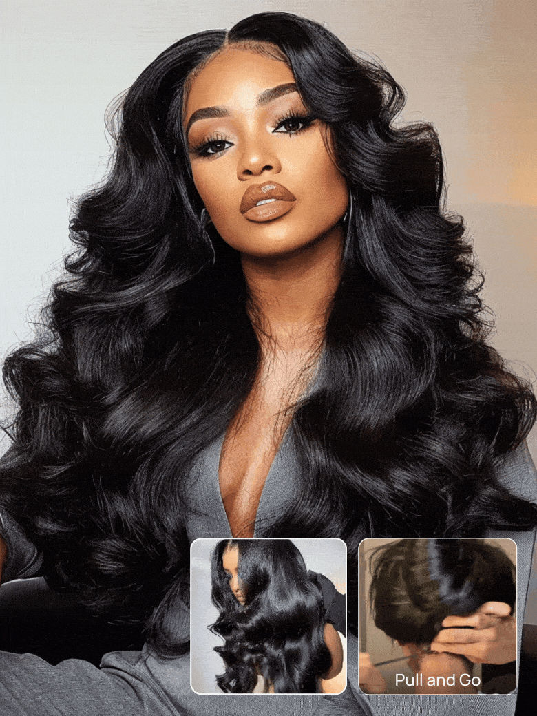 BOGO | Nadula 7x5 Bye Bye Knots and 13 X4 Lace Frontal Put On and Go Body Wave Wig Pre Bleached