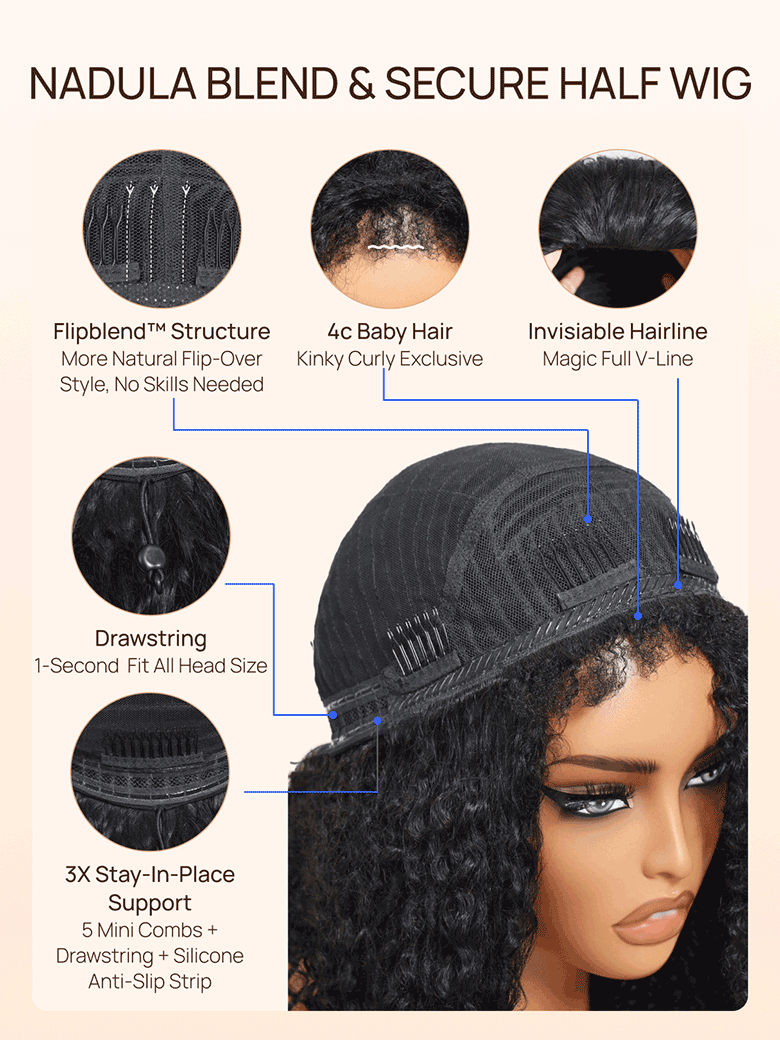 kinky curly half wig