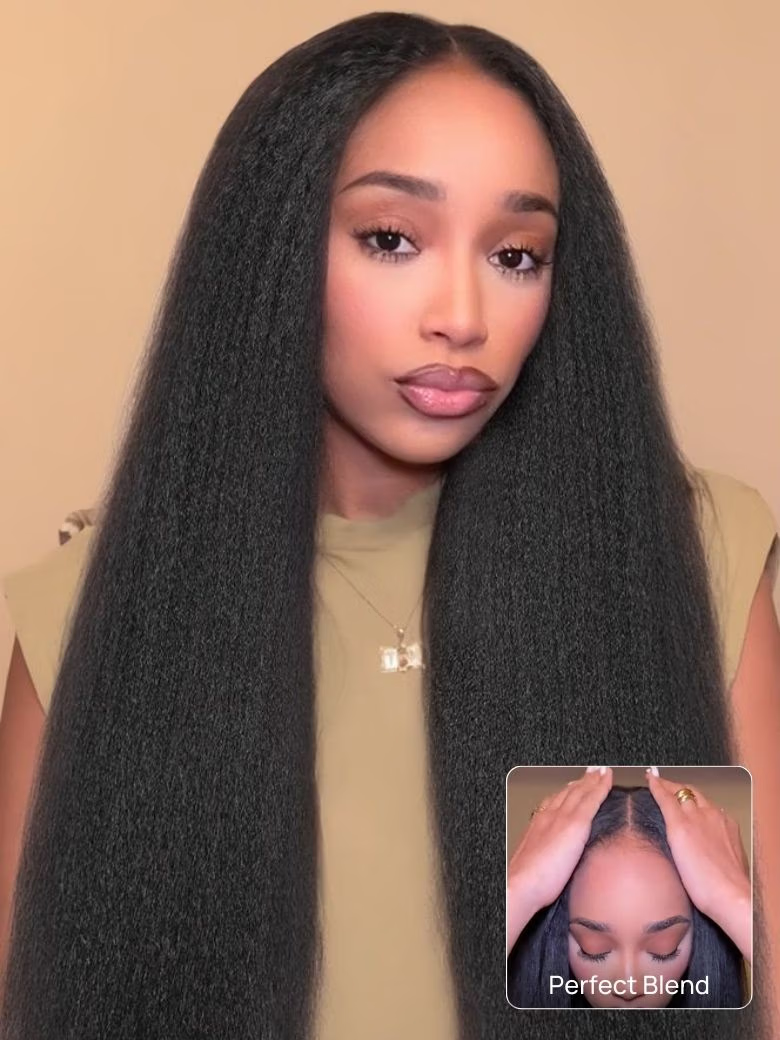 BOGO | Nadula V Part Yaki Straight and Light Kinky Straight Glueless Human Hair Wig