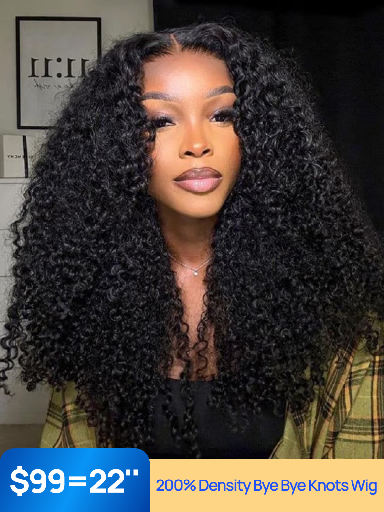 Nadula Flash Sale Kinky Curly Hair Wigs 7x5 Byebye Knots Invisible Lace Glueless Hair Wigs 180% Density