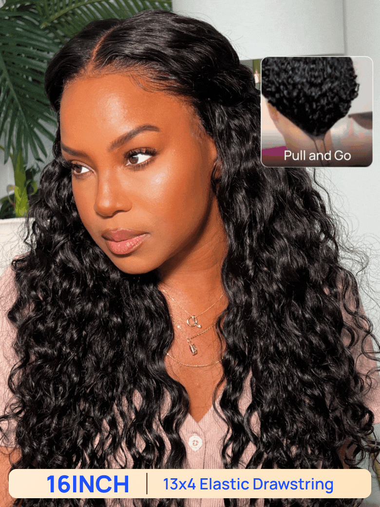 BOGO Free | Nadula 16Inch Water Wave Wigs 13x4 Pre everything Invisible Lace Put On And Go Human Hair Wigs