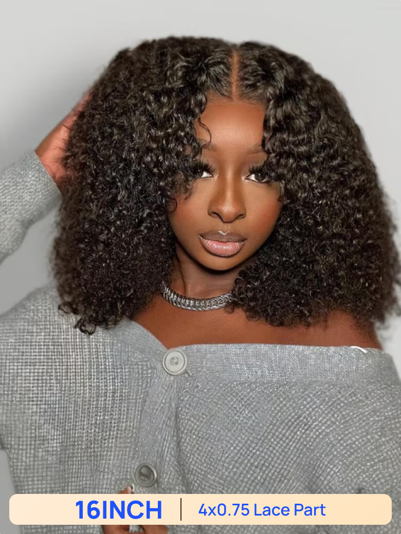 BOGO Free | Nadula 16 Inch 4x0.75 T Part Lace Kinky Curly Hair Wig Natural Looking