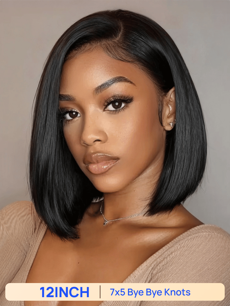 BOGO Free | Nadula 12Inch Yaki Straight Bob 7x5 Invisible Lace Glueless Wig