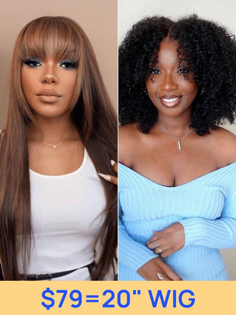 Nadula Flash Sale Yaki Straight Layered Wig with Bangs Glueless Human Hair Wig Put On and Go Wig Beginner Friendly Classic Cap