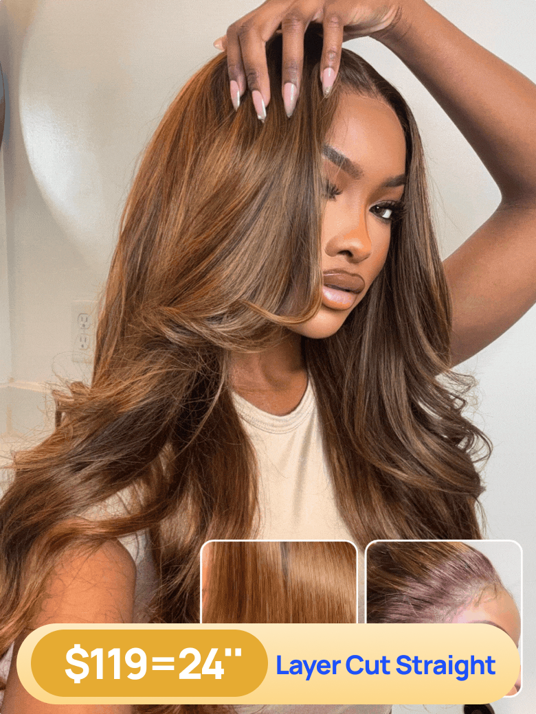 Nadula Flash Sale 13x4 Layer Cut Straight Wigs Put on and Go Human Hair Wig Invisible Knots