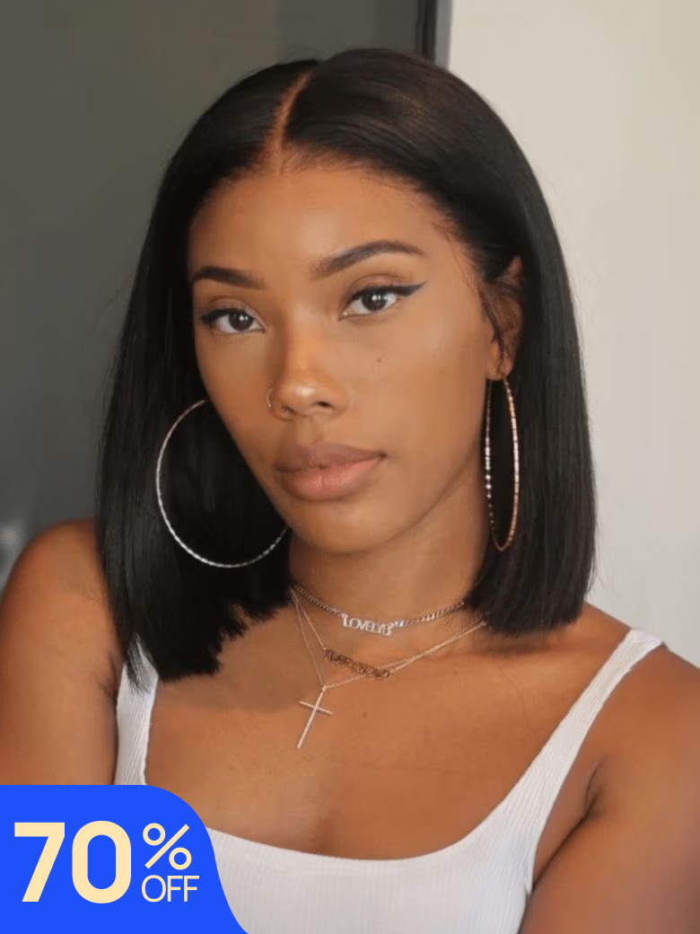 Nadul Flash Sale 7x5 Invisible Lace Yaki Straight Wig Natural