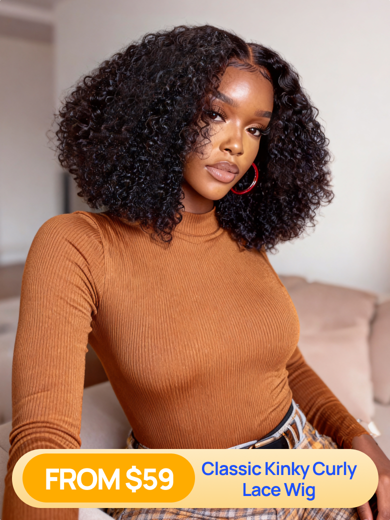 Nadula Flash Sale Kinky Curly Hair 4x0.75 T Part Lace And V Part Lace Put On And Go Human Hair Wigs Natural Hairline