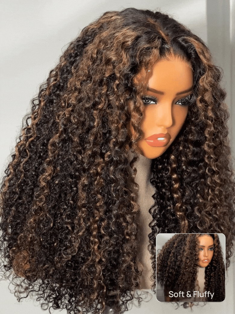Nadula 7x5 Golden Brown Highlight Wig Jerry Curly Bye Bye