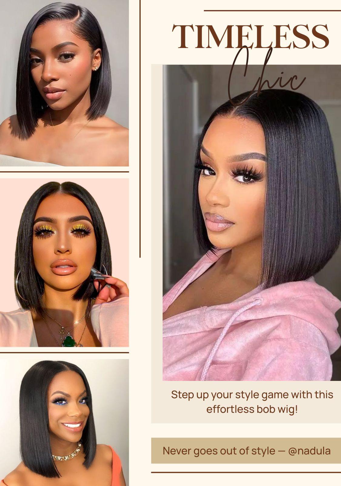 Kie's Same | Nadula Bye Bye Knots 7x5 Pre-Bleached Natural Looking Yaki Bob Glueless Straight Wig