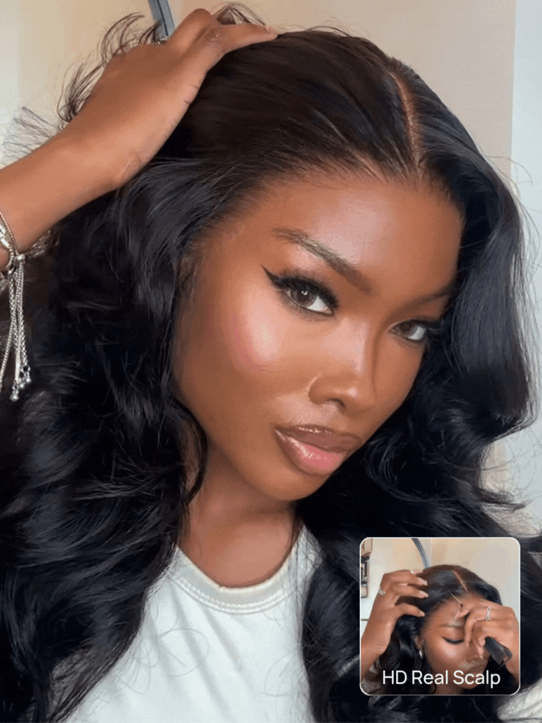 
    Nadula 13x4 HD Real Scalp™ Lace Frontal Wig 3D Body Wave Skin-melt HD Lace Wig Human Hair with Invisi Drawstring