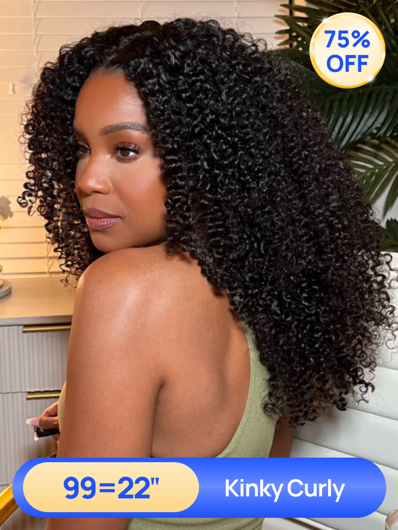 Nadula Flash Sale Kinky Curly Wig 4x0.75 T Part Lace Natural Hairline Human Hair Wigs