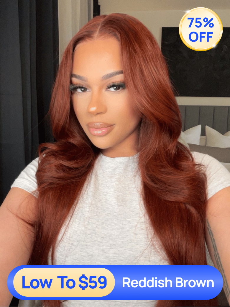 Nadula Flash Sale Reddish Brown Yaki Straight And Body Wave Hair Wigs 7x5 Bye Bye Knots Glueless Human Hair Wigs