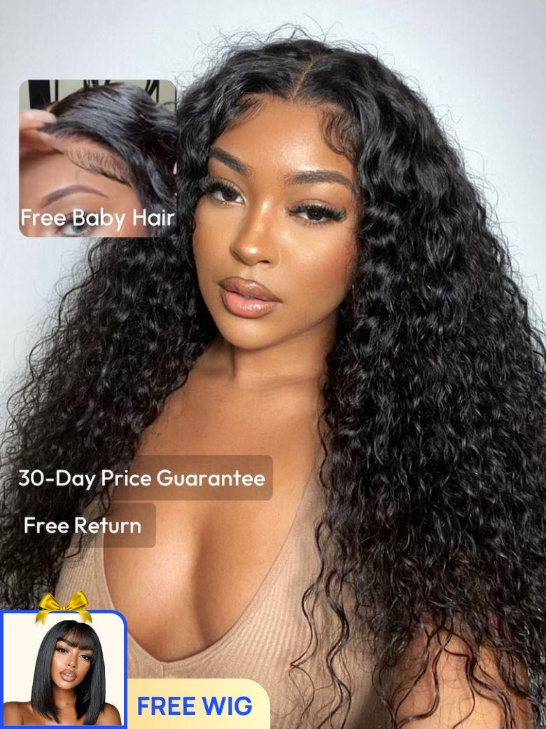 Nadula Flash Sale 7x5 Bye Bye Knots Invisible Knots Water Wave with Babyhair Put On and Go Glueless Human Hair Wig 180% Density