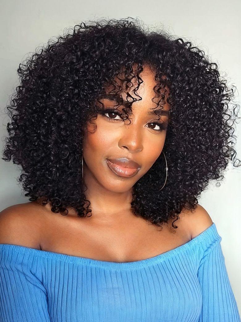 
    Nadula EasiContour™ Curly V Part Wig Chestnut Brown Ombre Color Glueless V Part Human Hair Wigs with Invisi Drawstring