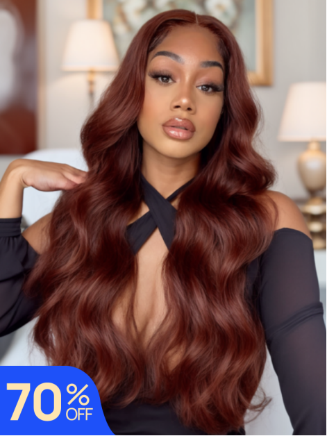 Nadula Flash Sale 7x5 Reddish Brown Body Wave And Yaki Straight Pre Bleached Invisible Knots Glueless Human Hair Wig