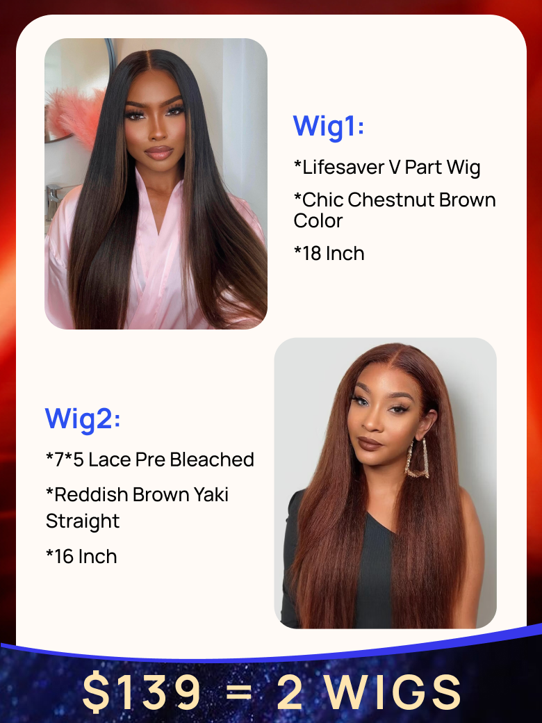 $139=2 Wigs| Nadula Black Friday 16 Inch 7*5 Inch Lace Byebye Knots and 18 Inch Lifesaver EasiContour VPart Wig