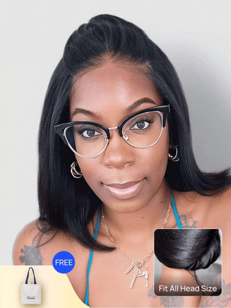Nadula Flash Sale Yaki Straight Bob Wig 7x5 Pre-Bleached Bye Bye Knots Wig Put On And Go