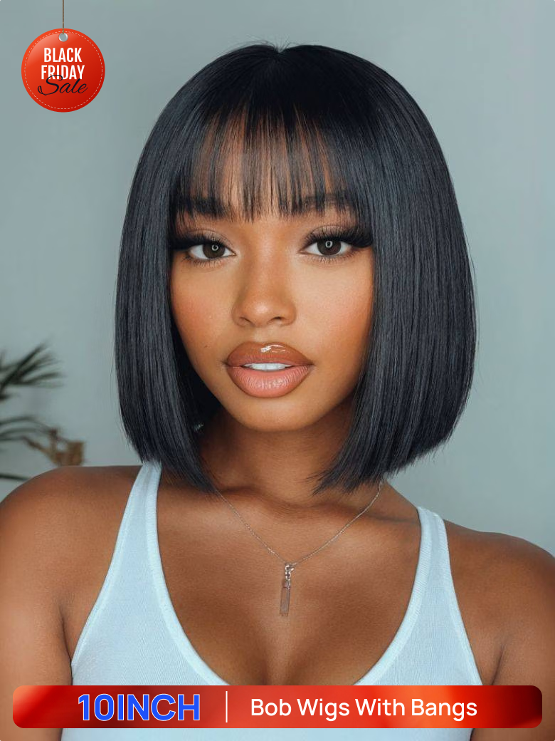BOGO Free | Nadula Bob Wig With Bangs 150% Density Classic Cap