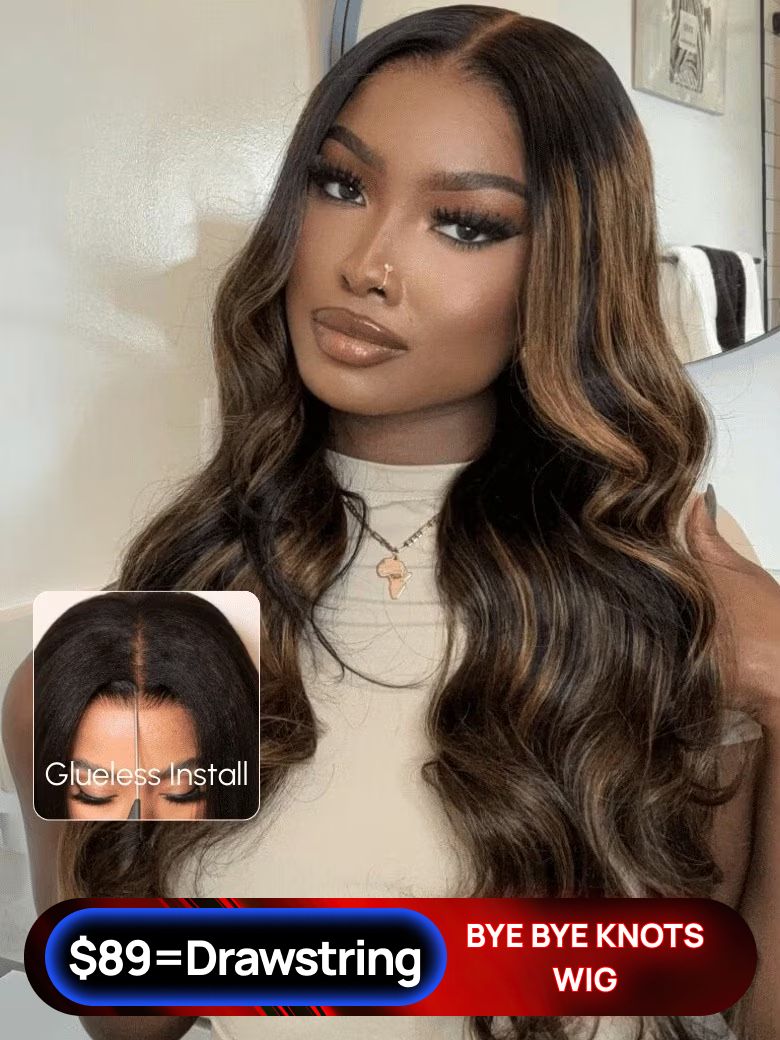 Nadula Flash Sale 7x5 Bye Bye Knots Highlight Balayage Body Wave Lace Closure Shadow Root Human Hair Wig