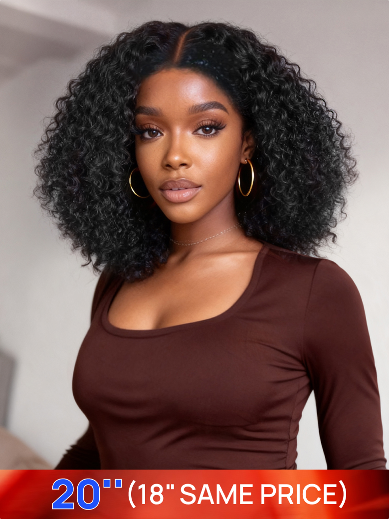 Nadula Black Friday Sale Glueless Kinky Curly V Part Wig