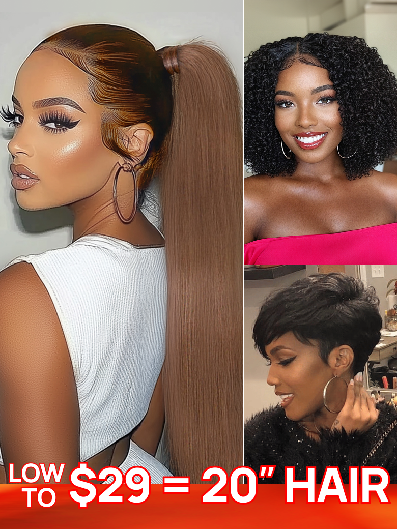 Low To $29 | Nadula Flash Sale Colored Ponytail And V Part Afro Kinky Curly Human Hair Wigs Beginner Friendly