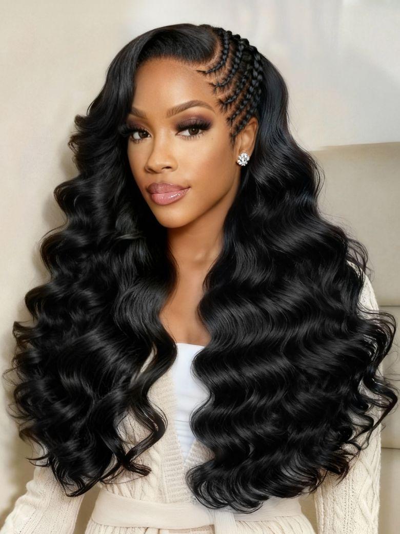 Nadula 13x4 Side Braided Face-framing Loose Body Wave Trendy Braids