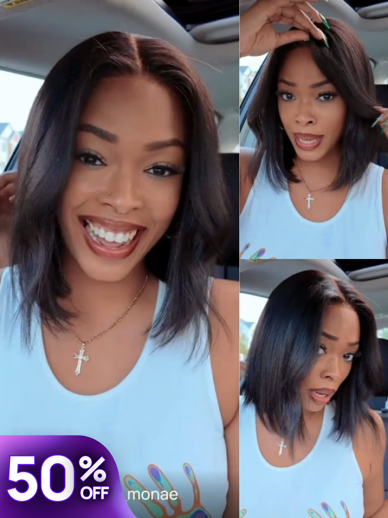 Nadula Flash Sale 7x5 Byebye Knots Yaki Straight Bob Wigs Put On and Go Wigs Black Friday Sale