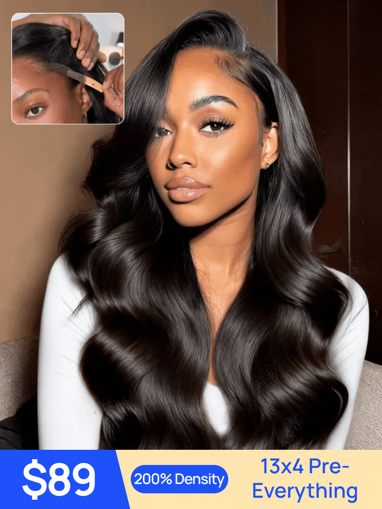 Nadula Flash Sale 13x4 Pre everything Lace Frontal Body Wave Put On And Go Glueless Human Hair Wigs 200% Density
