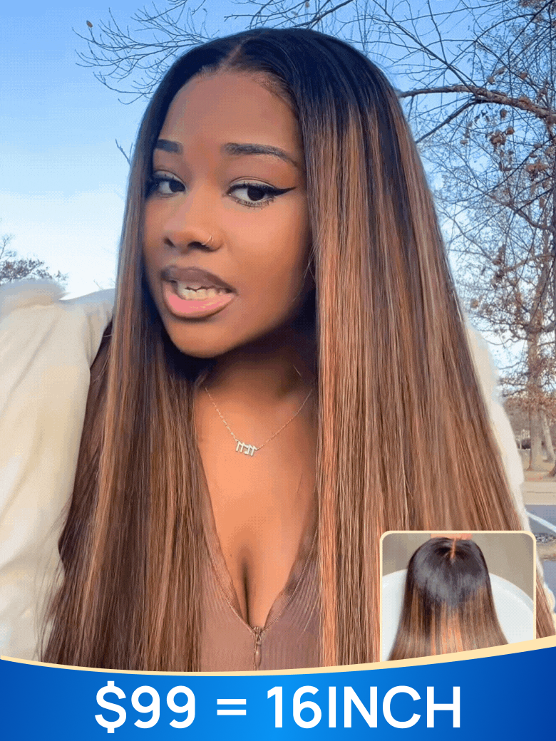 Nadula Flash Sale 7x5 Chestnut Brown Ombre Yaki Straight Put