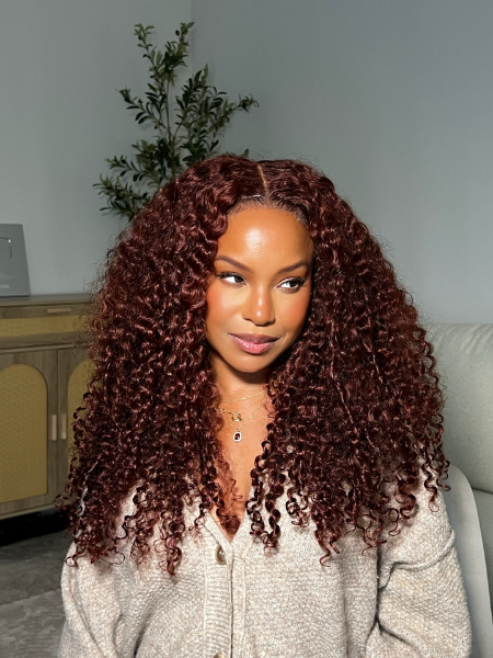 red kinky curly wig