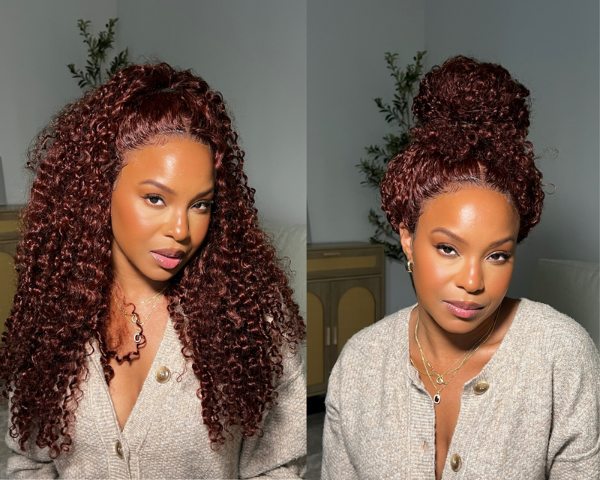 reddish brown kinky curly wig styles