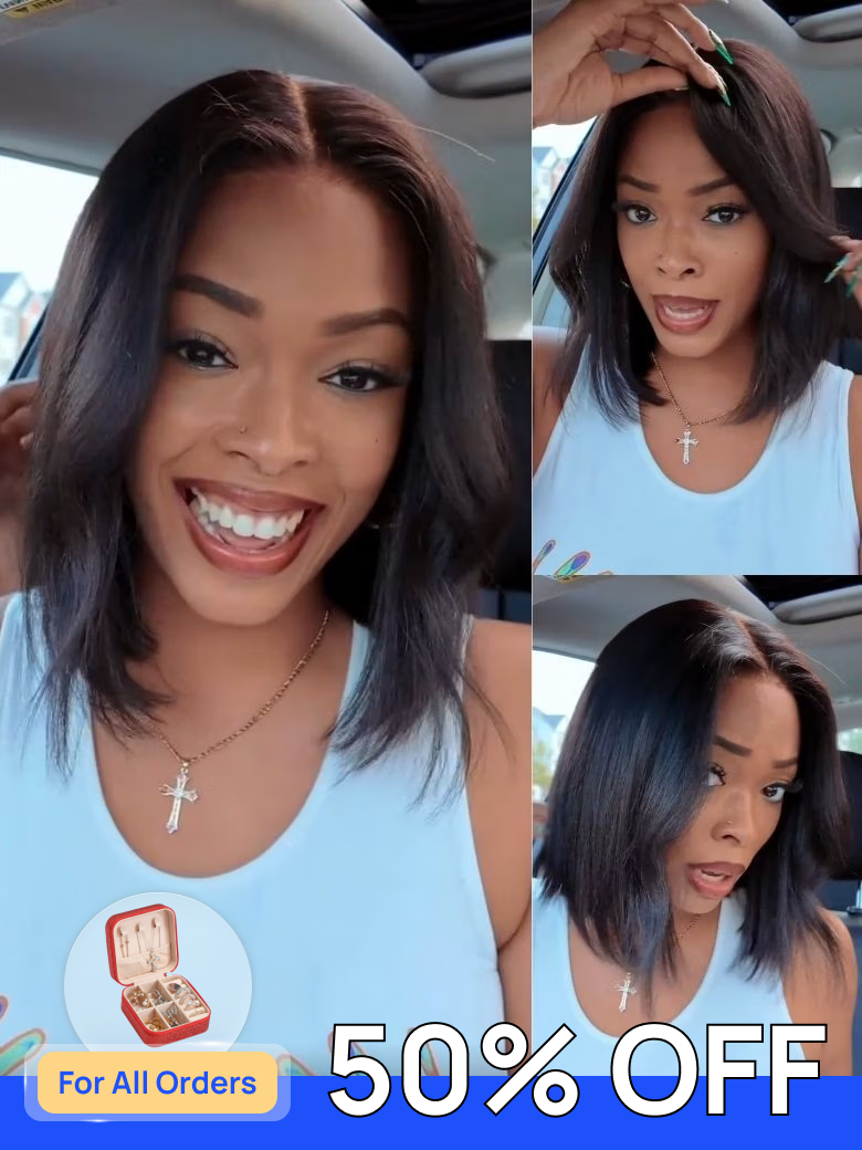 Nadula Flash Sale Straight And Yaki Straight Wigs Invisible Lace Put On And Go Glueless Human Hair Wigs