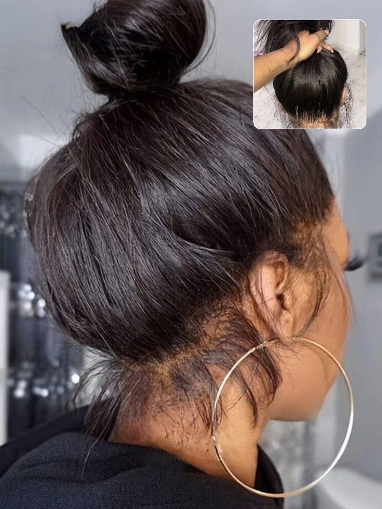 Nadula Full Lace Wig Loose Wave Face-Framing Layers With Curtain Bangs Full Scalp Lace Wigs 100% Handmade Invisible Full Lace Wig