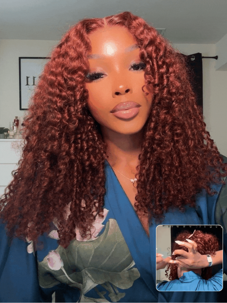 Nadula $100 Off 7x5 Invisible Knots Wig Reddish Brown Put and Go Curly Wig
