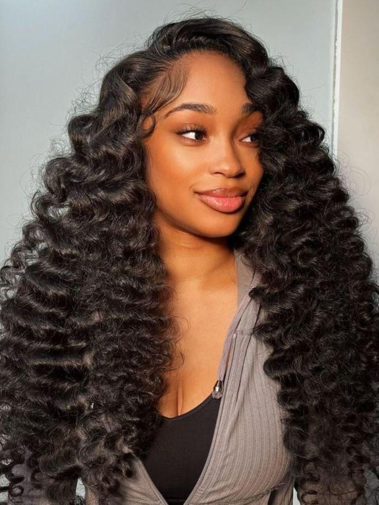 Nadula 13x4 Invisible Knots Crimped Curls Z-Shape Wave Pattern Fluffy High-volume Look Put On And Go Glueless Wig