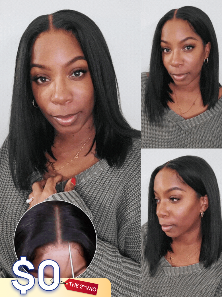$0 Get Second Wig | Nadula Flash Sale 7*5 Bye Bye Knots Bob Yaki Straight Wig
