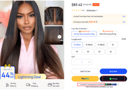 afterpay wig