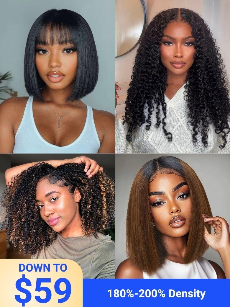Down To $59 | Nadula Flash Sale Glueless Bob Wig And V Part Put On And Go Wigs Beginner Friendly 180%-200% Density
