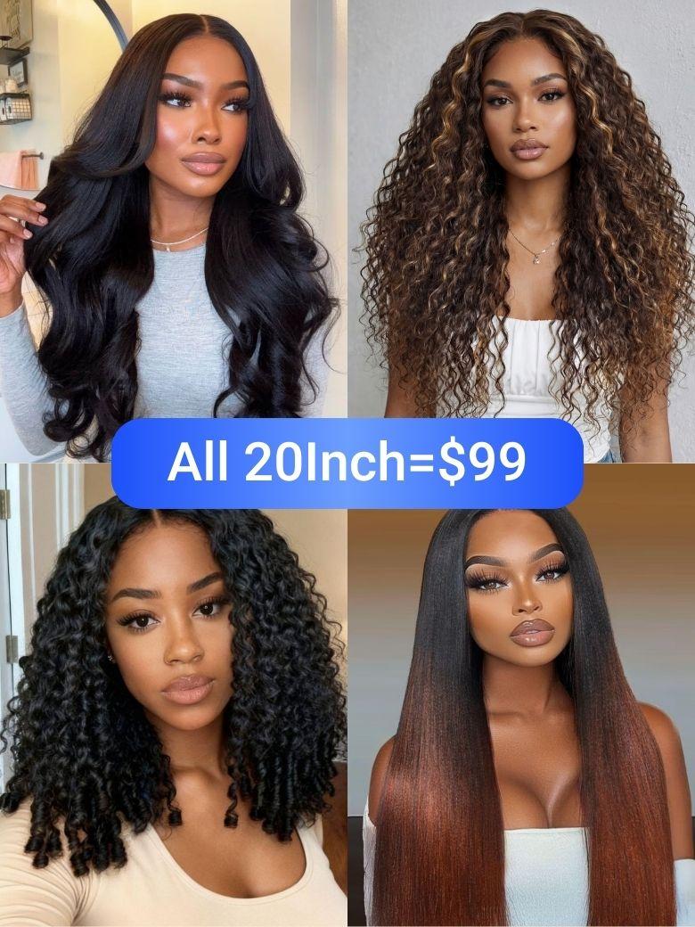 All 20Inch=$99 | Nadula Refund Season Flash Sale 7x5 Byebye Knots And V Part Wigs Put on and Go Beginner Friendly Wigs