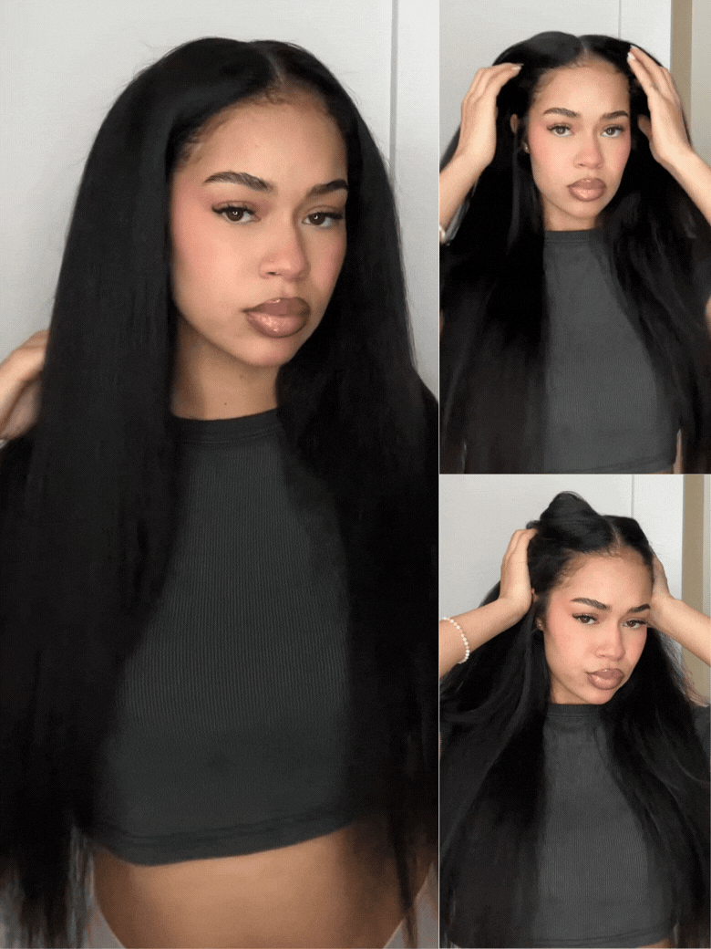 Nadula V-Part Yaki Straight And Kinky Straight Upgrade U Shape Wigs No Lace No Gel Wig
