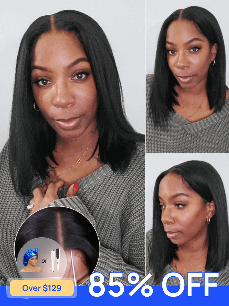 Nadula Flash Sale 7x5 Bye Bye Knots Silky Bob And Yaki Bob Wigs Glueless Human Hair Wigs with Drawstring